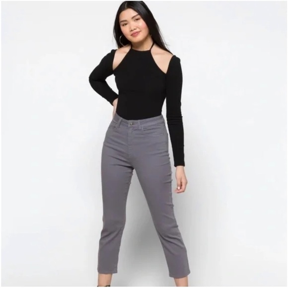NWT Studio Blue Ally  High Rise Straight Crop Pant In Folskstone Grey - Picture 1 of 12